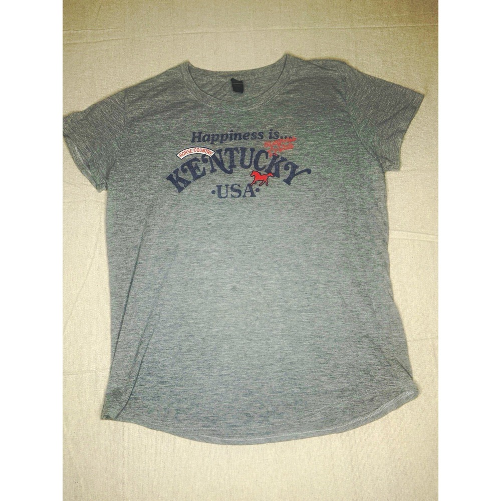 Gray Kentucky USA Horse Graphic Crew Neck Short Sleeve T-Shirt Unisex XL Canvas